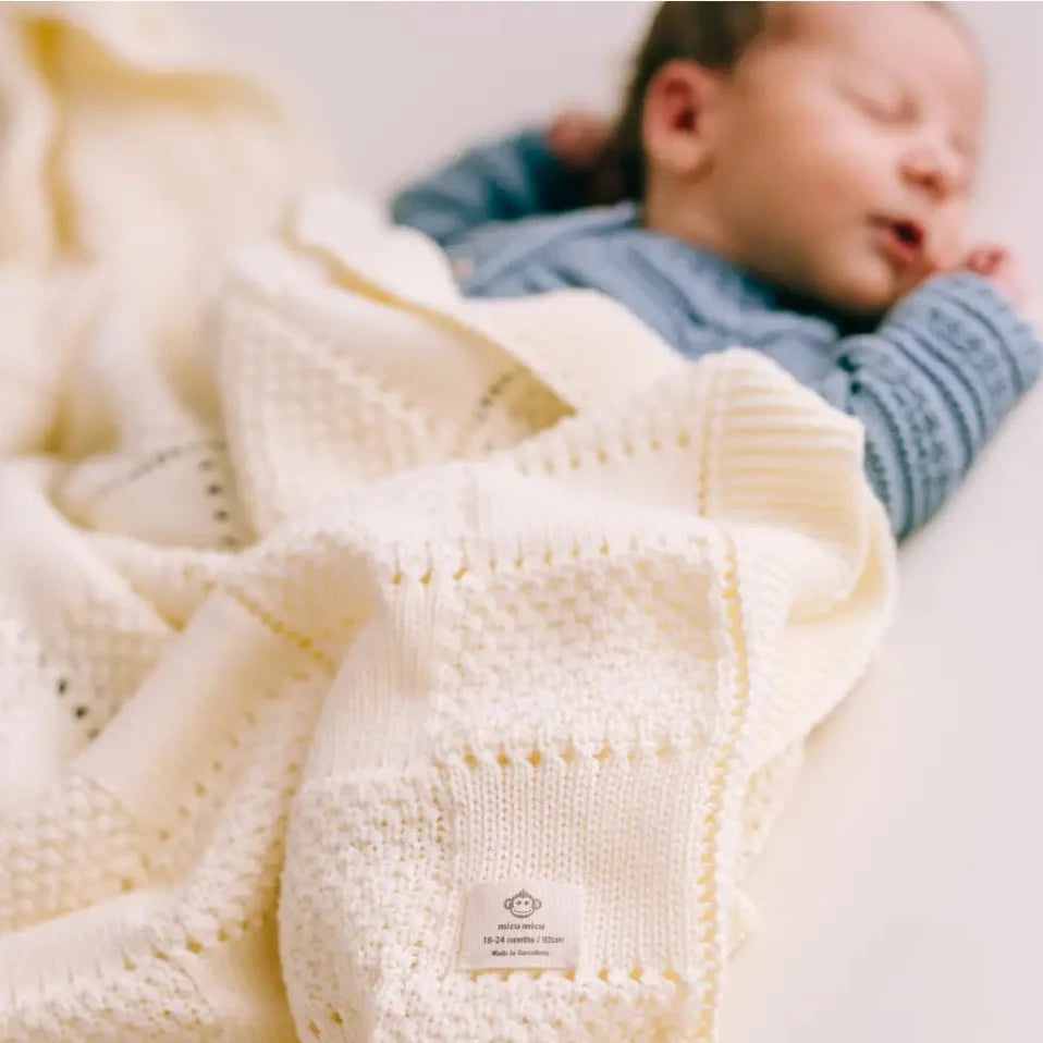 Ekru Plaid Blanket from Organic Cotton for Baby - Soft and Cozy Baby Blanket from Barcelona