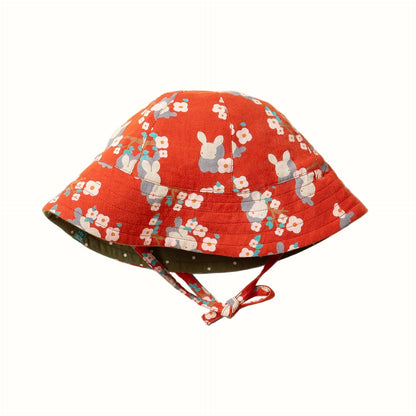 Solhatt Baby Little Rabbits – Ekologisk Reversibel Solhatt i Bomull