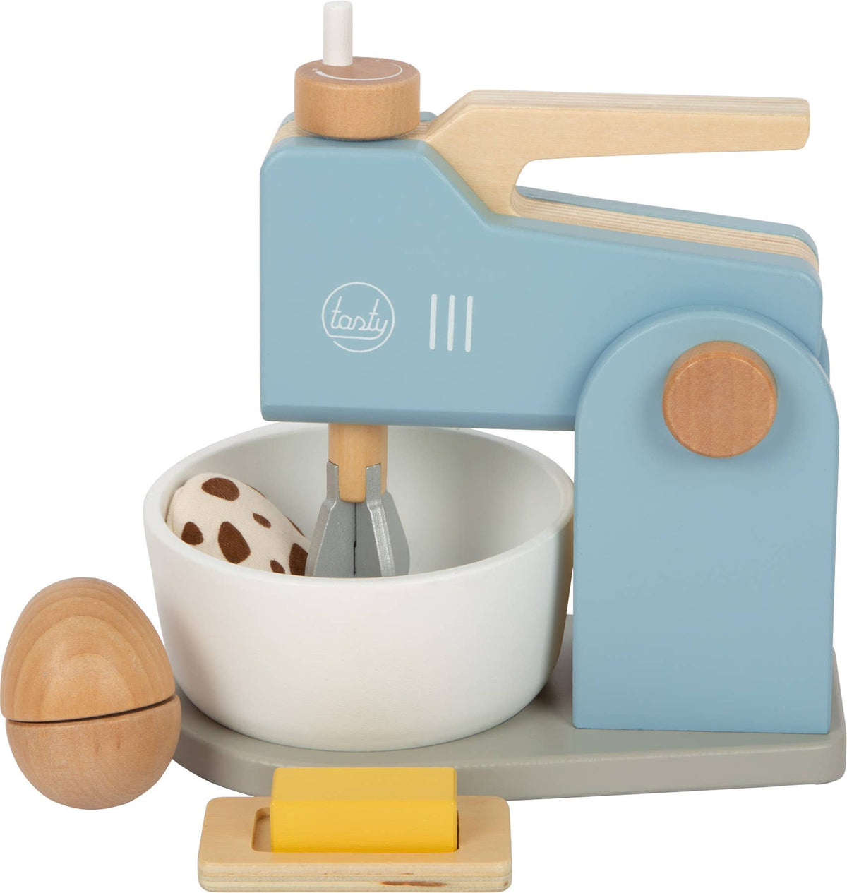 Mixer-set Tasty i trä med skål och bakingredienser