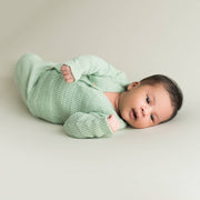 Stickad babyjacka Soft Green | Micu Micu – produktbild 2