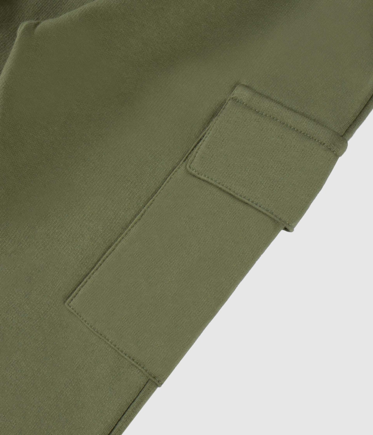 Boys' winter cargo pants – Green Eucalyptus, brushed fleece & drawstring waist
