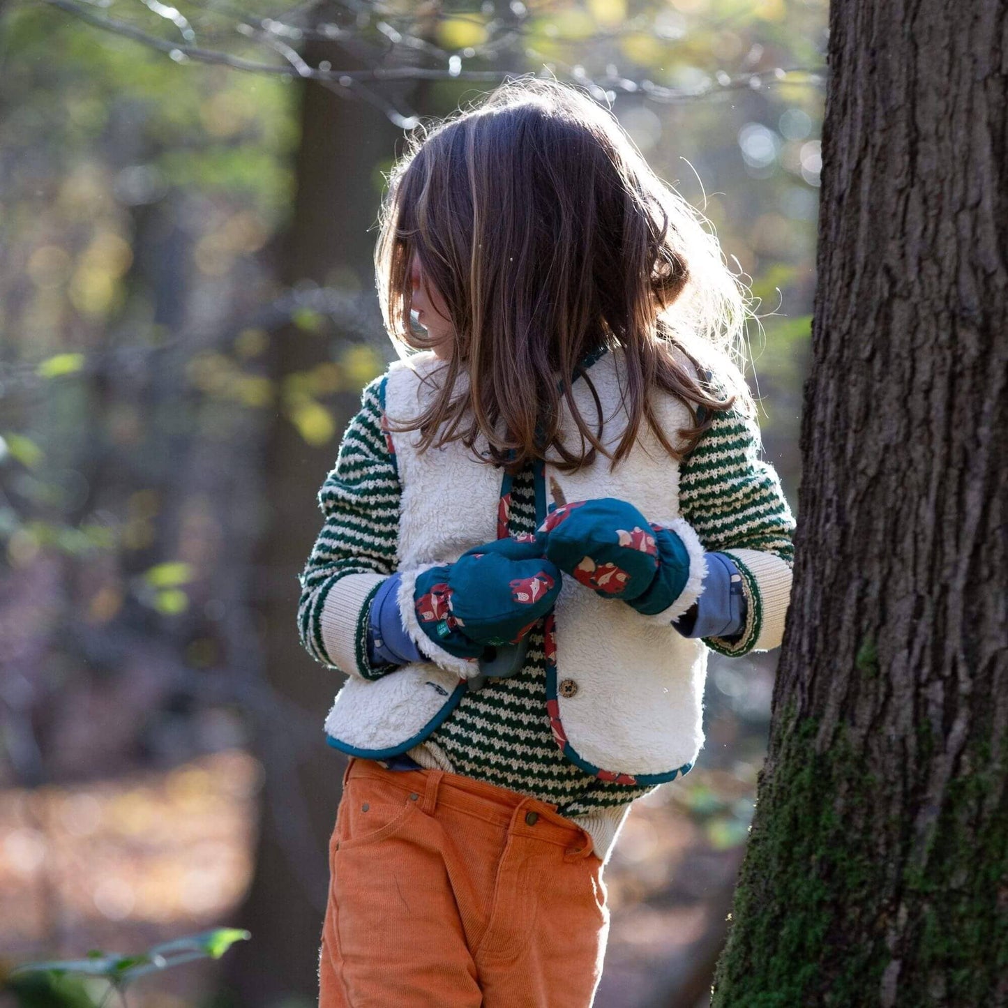 Little Green Radicals EU - Red Foxes Sherpa Lined Mittens