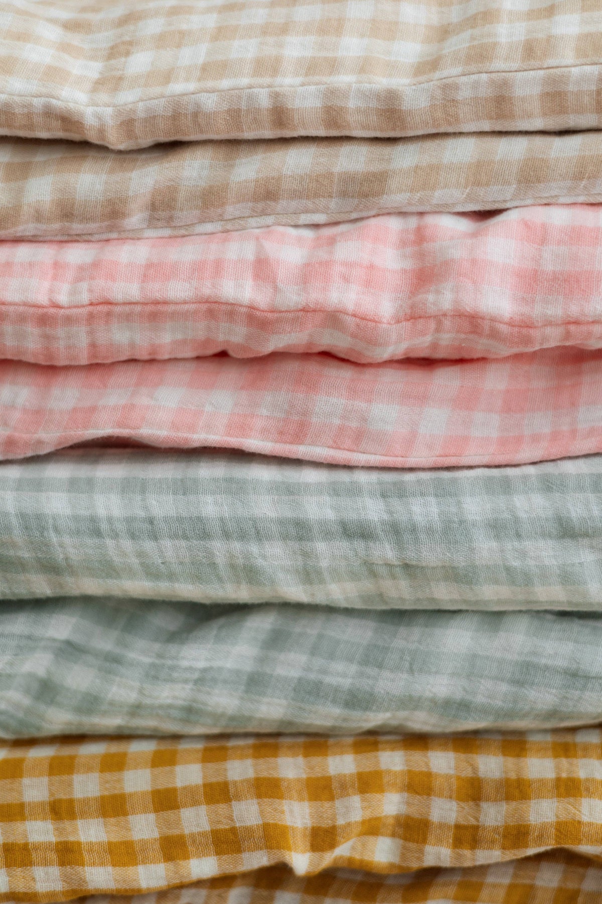 Ekologiskt bäddset Mustard Gingham 90 × 125 cm – TISU – detaljbild 7