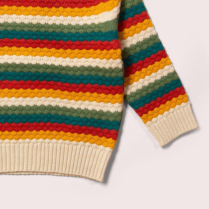 Stickad tröja barn – Honeycomb Rainbow (ekologisk bomull) | Little Green Radicals