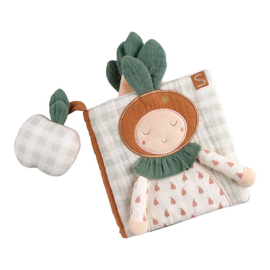Mjuk babybok – Botanica tygbok med sensorik & ljud (15×19×4 cm)