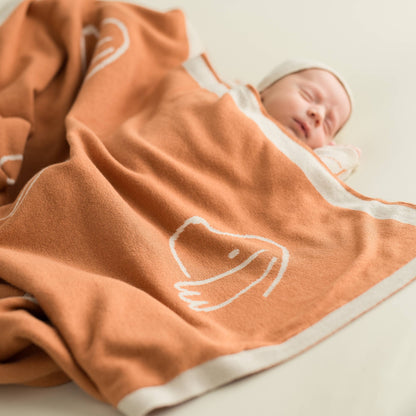 Babyfilt i ekologisk bomull med hundmotiv – Ecru, 80 × 100 cm