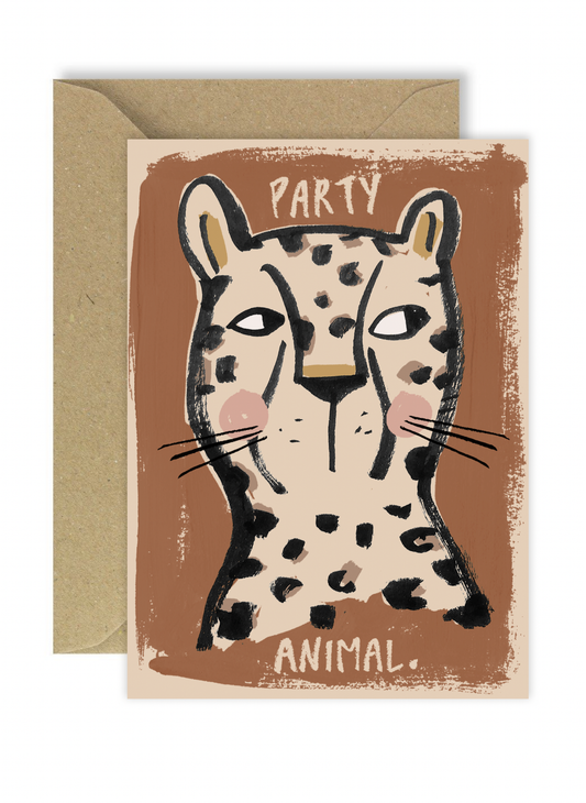 Grattiskort Party Animal – Studioloco | A6 Akvarell på Återvunnet Papper