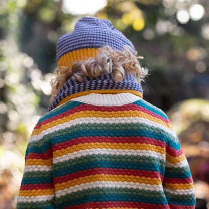 Stickad tröja barn – Honeycomb Rainbow (ekologisk bomull) | Little Green Radicals