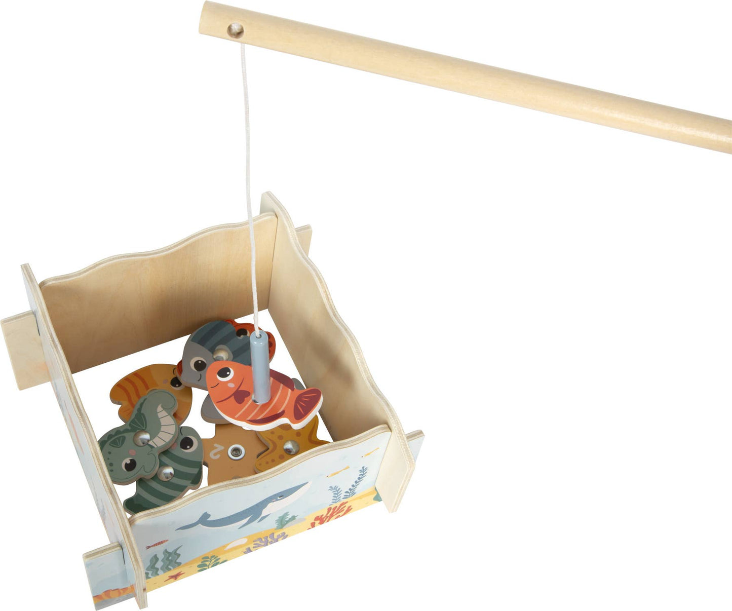 Magnetiskt fiskespel i trä – 3D-spelplan & 2 spön