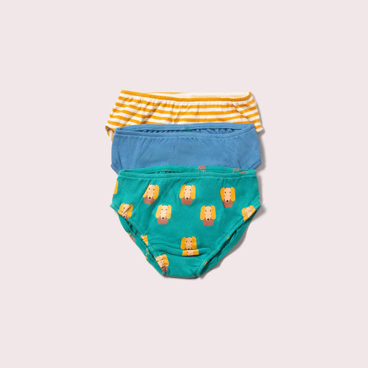 Ekologiska barnunderbyxor 3-pack – Little Dogs (unisex, GOTS & Fairtrade) | Little Green Radicals