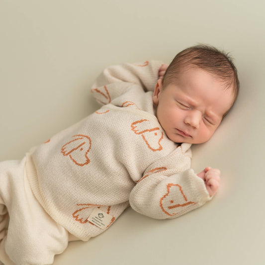 Babyset Nyfödd Ecru Dogs – 4-delat Startpaket i Ekologisk Bomull | Micu Micu