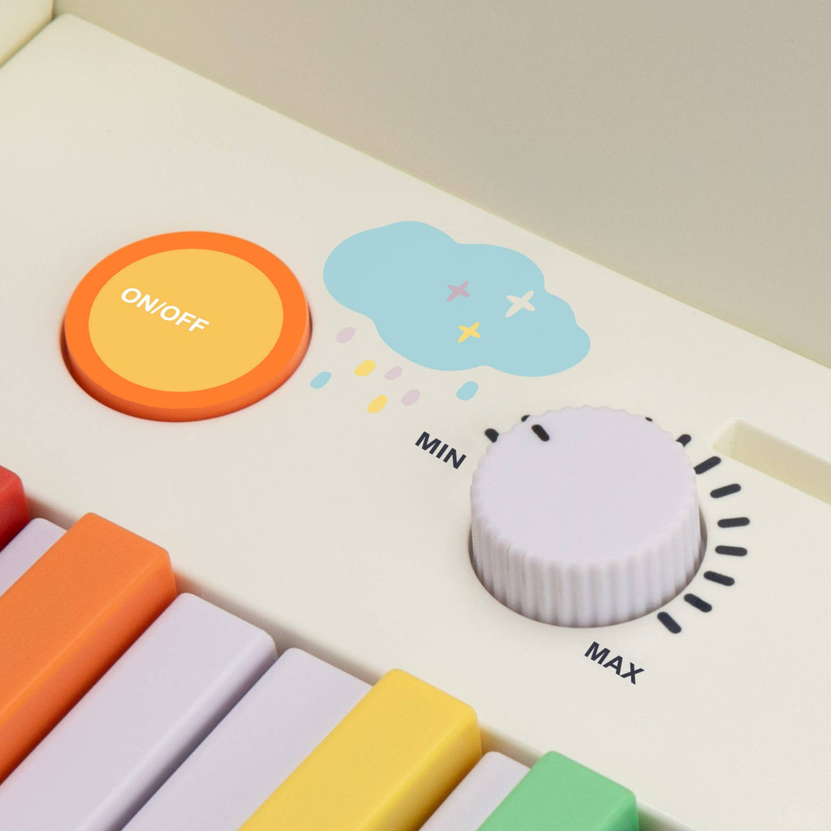 Vitt barnpiano Rainbow med lysande tangenter och ljud