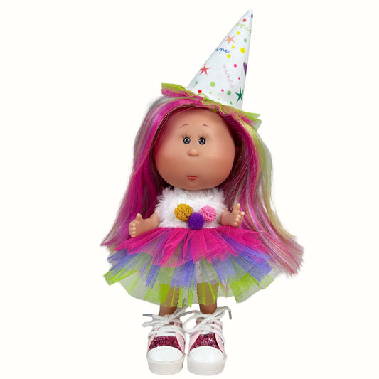 LITTLE MIA Happy Birthday – vinyldocka 23 cm (badbar), handgjord i Spanien