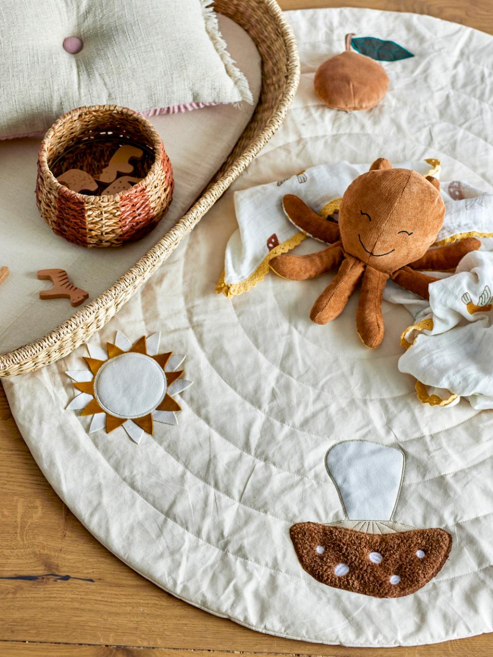 Bloomingville – Lekmatta Agnes White Cotton Ø100 cm | Mjuk & Sensorisk Matta för Barnrum