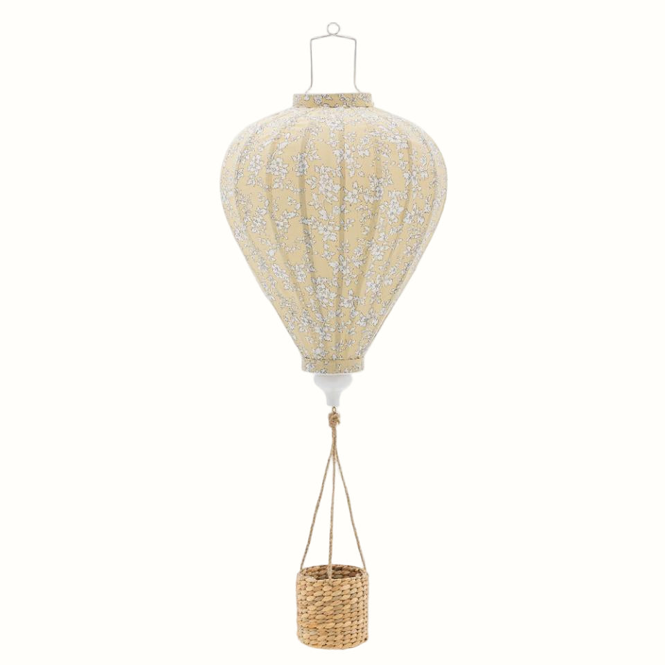 Bloomingville Pomp Mobile, Yellow | Hängande Dekoration i Polyester & Rotting – Ø35 × H85 cm