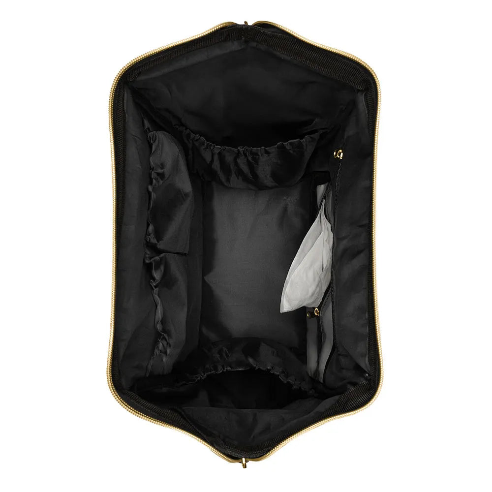 Skötväska ryggsäck svart – stor mamma-väska med isolerade fickor | Siena Black & Gold – Kikkaboo