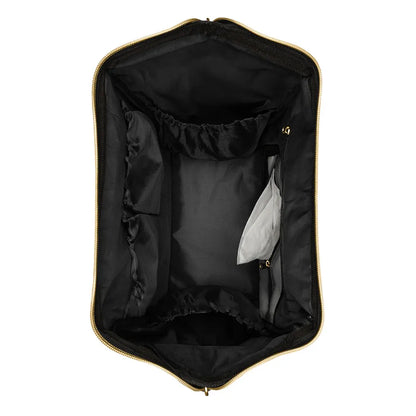 Skötväska ryggsäck svart – stor mamma-väska med isolerade fickor | Siena Black & Gold – Kikkaboo