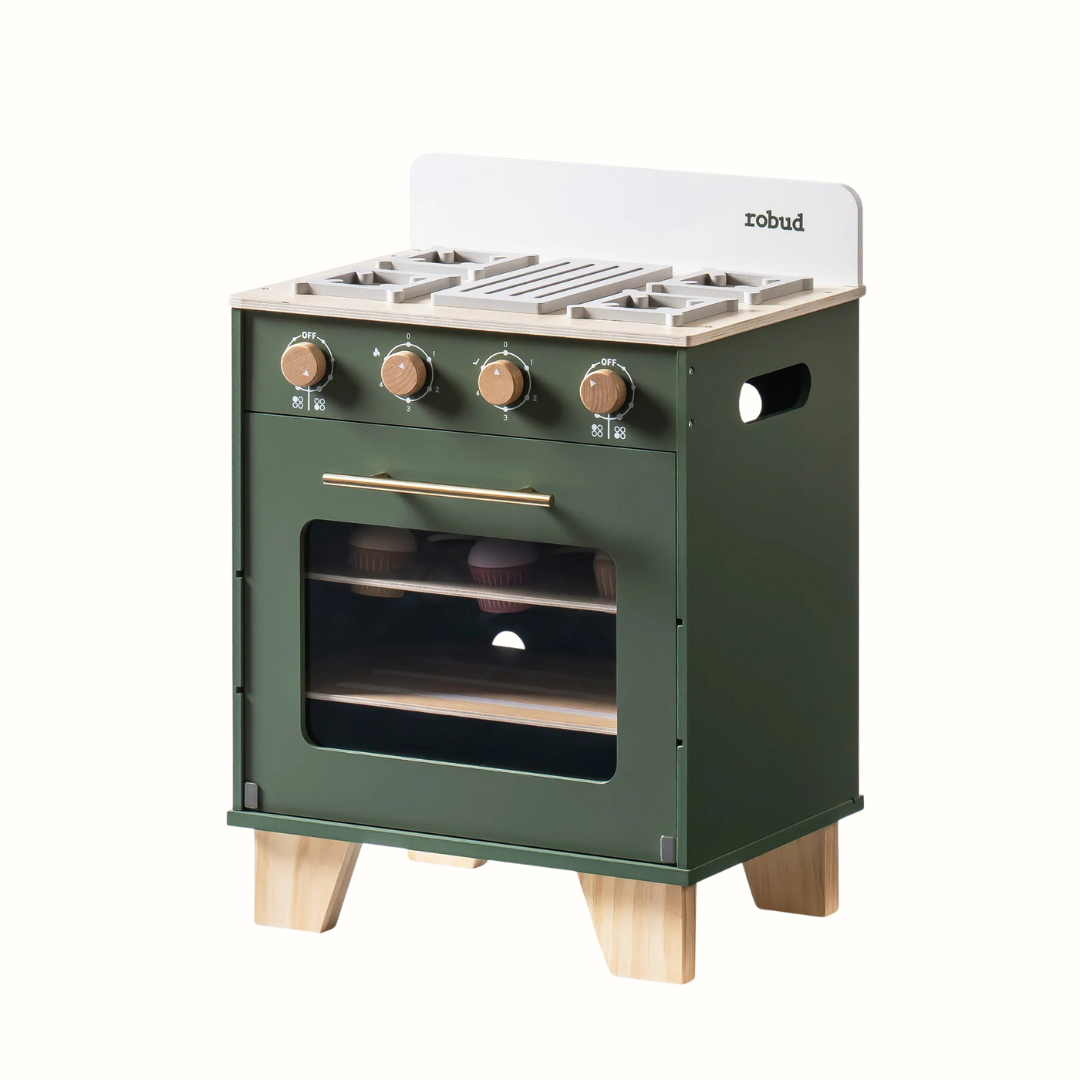 Leksaksugn Vintage Green i trä – BaraBaby