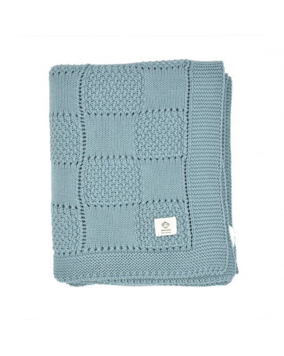 Newborn Baby blanket Bara Blue from organic cotton - Barcelona Collection 