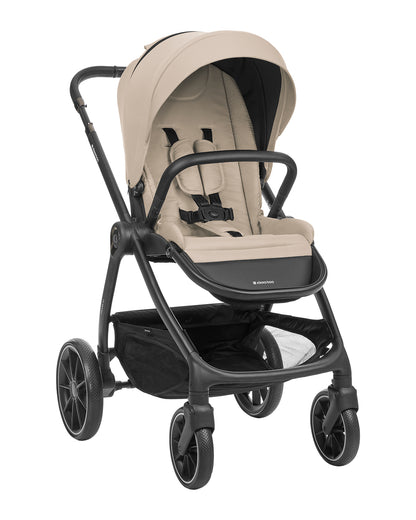 Barnvagnspaket 3-i-1 med Babyskydd i-Size – Modena av Kikka Boo | Liggdel + Sittdel | Beige / Svart / Army Green / Mörkgrå