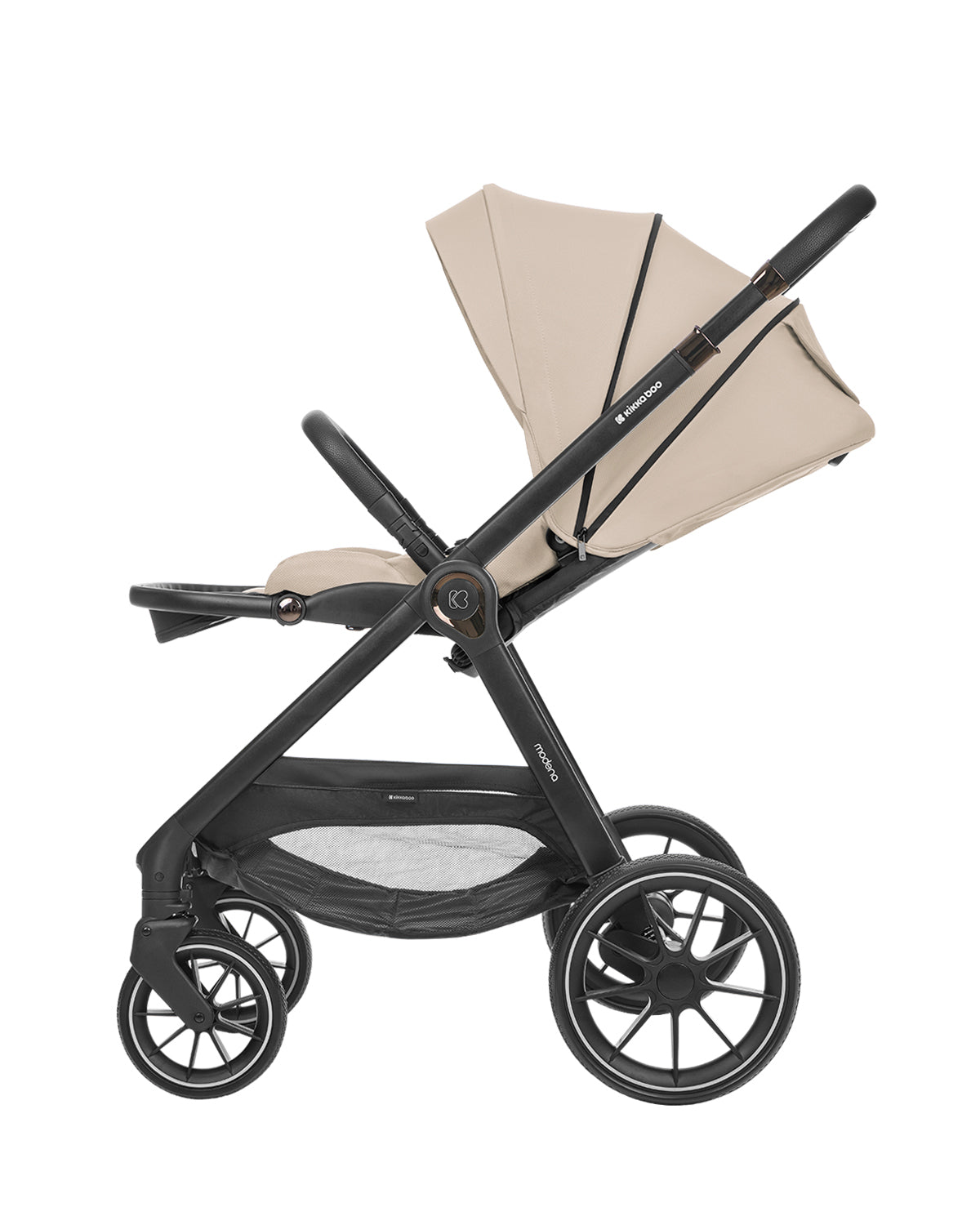 Barnvagnspaket 3-i-1 med Babyskydd i-Size – Modena av Kikka Boo | Liggdel + Sittdel | Beige / Svart / Army Green / Mörkgrå