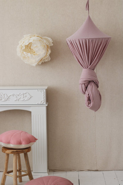Sänghimmel barn – Rosa & Guld i 100 % bomull (Ø50 × H240 cm) | Moi Mili