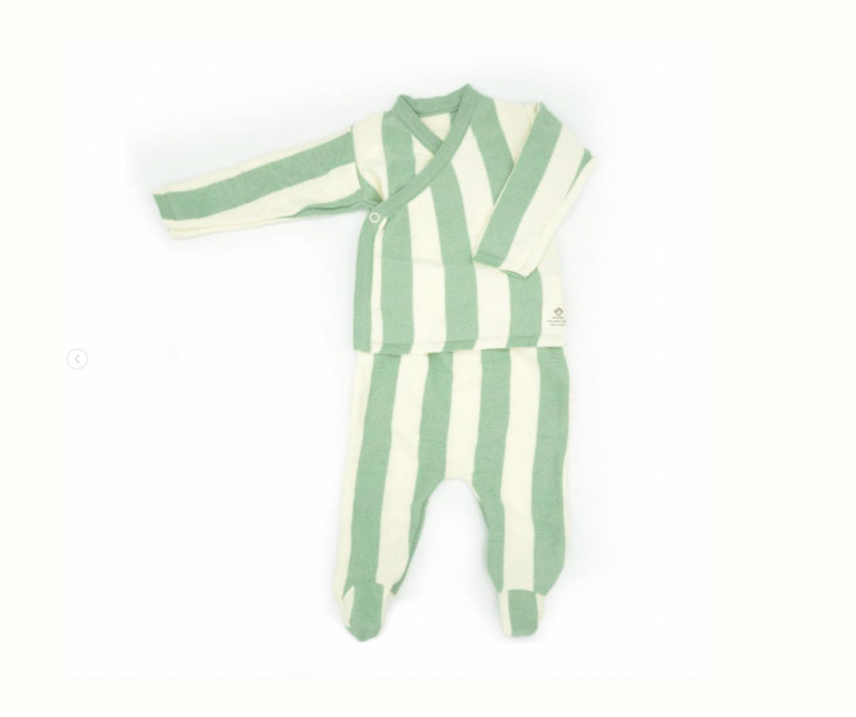 Nyföddset Vertical Stripes Mint – BaraBaby – detaljbild 3