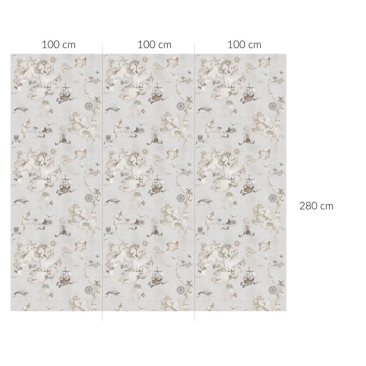 Tapet Barnrum - Map Stories From The Sea (Color) | Sjökarta & Upptäcktsmotiv | Remsa 280×100 cm (Non-woven)