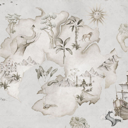 Tapet Barnrum - Map Stories From The Sea (Color) | Sjökarta & Upptäcktsmotiv | Remsa 280×100 cm (Non-woven)
