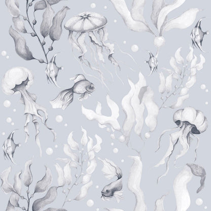 Tapet Barnrum - Magic of the Ocean Creamy Blue BIG | Marin Illustration | Remsa 280×100 cm (Non-woven)