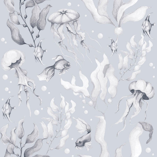 Tapet Barnrum - Magic of the Ocean Creamy Blue BIG | Marin Illustration | Remsa 280×100 cm (Non-woven)
