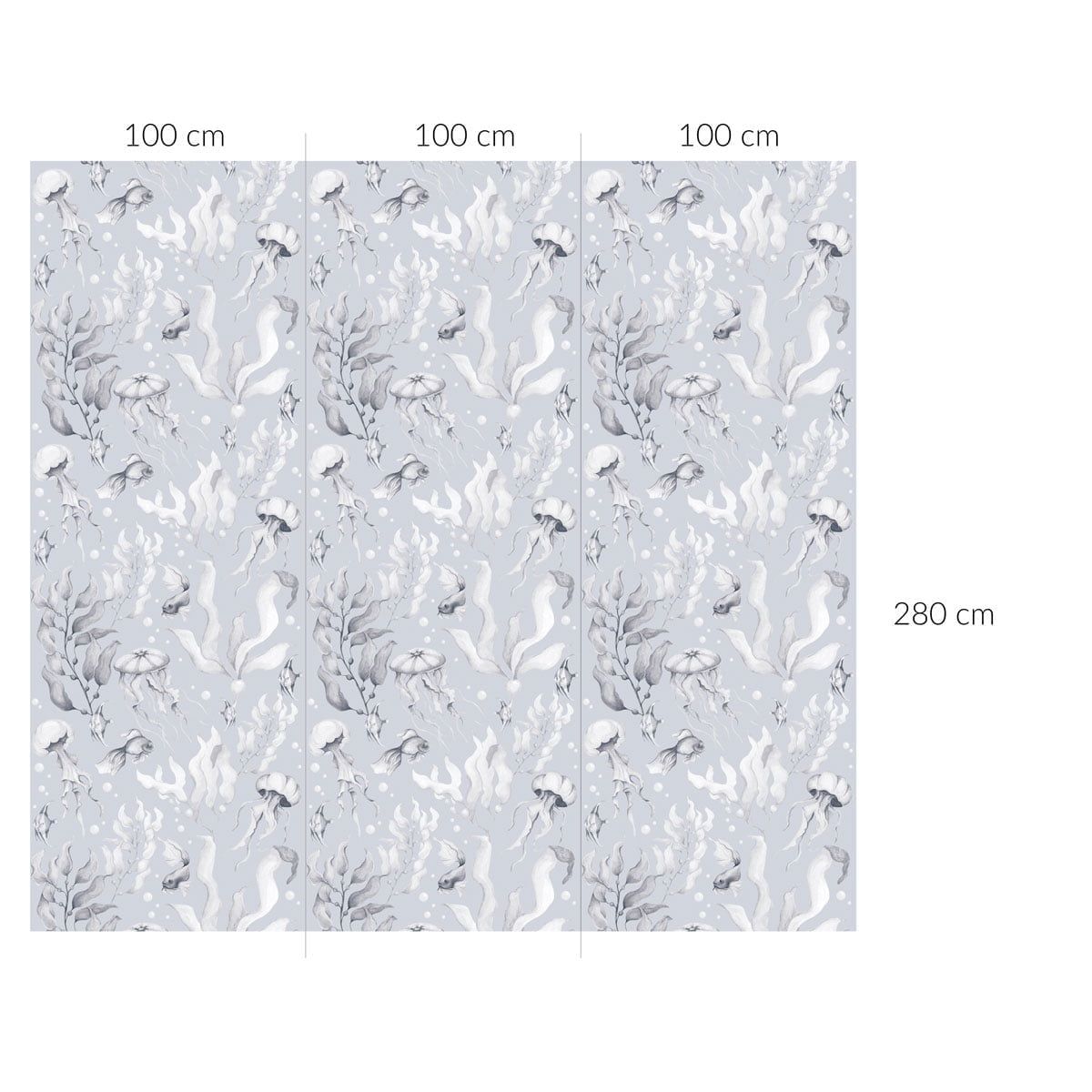 Tapet Barnrum - Magic of the Ocean Creamy Blue BIG | Marin Illustration | Remsa 280×100 cm (Non-woven)