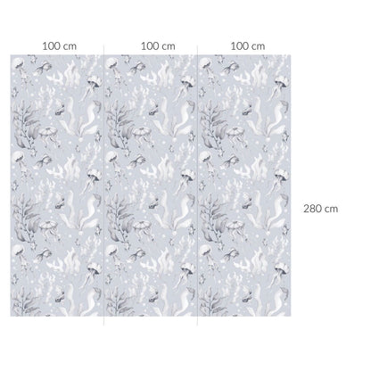 Tapet Barnrum - Magic of the Ocean Creamy Blue BIG | Marin Illustration | Remsa 280×100 cm (Non-woven)